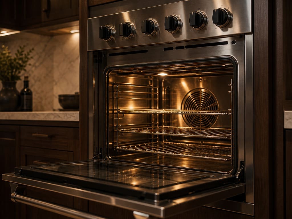 Viking wall oven cavity and door serviced in a Woodside, CA estate kitchen